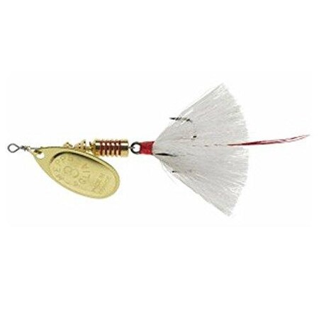 Mepps Aglia InLine Spinner, 14 Oz, Dressed Treble Hook, Gold Blade  White Tail B3ST G-W